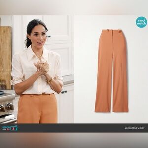 NWT Another Tomorrow Belted Crepe Wide-Leg Pants in Peach ASO Meghan Markle